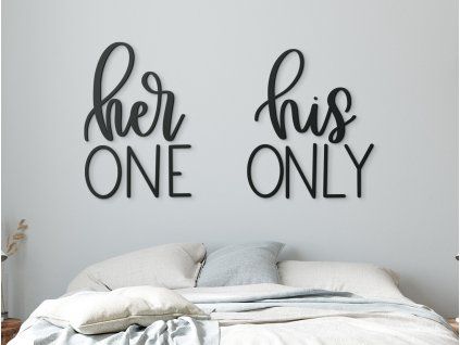 Wandtattoo Her one His only (Bildabmessungen 26 x 42 cm, Bildfarbe Grau)
