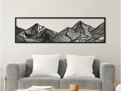 Breites minimalistisches Bild BERGE (Bildabmessungen 17,5 x 62 cm, Bildfarbe Grau)