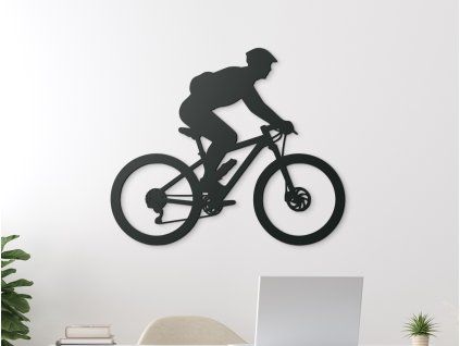 Wandsticker RADFAHRER (Bildabmessungen 30,5 x 36,5 cm, Bildfarbe Grau)