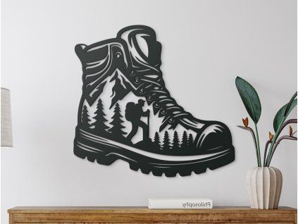 Einzigartiges Bild WANDERSCHUH (Bildabmessungen 44 x 47 cm, Bildfarbe Grau)