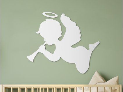 Wandsticker KLEINER ENGEL (Bildabmessungen 89 x 104 cm, Bildfarbe Grau)