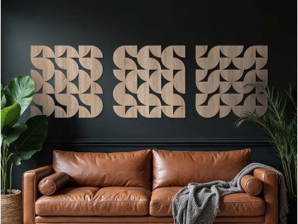 3-teiliges Wandbild BÖGEN (Bildabmessungen 25 x 77 cm, Bildfarbe Grau)