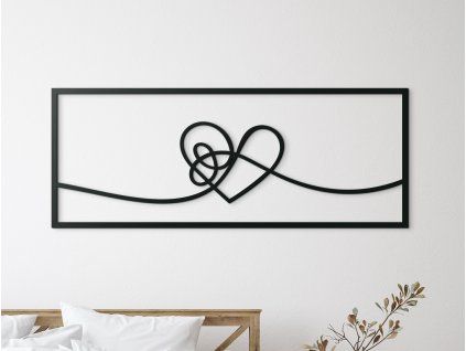 Wandbild HERZ IM RAHMEN (Bildabmessungen 25,5 x 65 cm, Bildfarbe Grau)