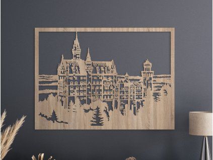 Bild Schloss Neuschwanstein (Bildabmessungen 33,5 x 45,5 cm, Bildfarbe Grau)