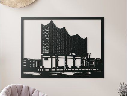 Gebäudebild Elbphilharmonie (Bildabmessungen 33,5 x 45,5 cm, Bildfarbe Grau)