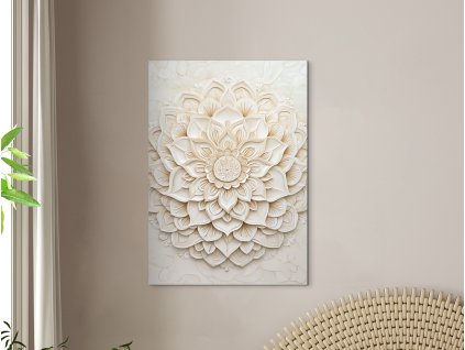 Mandala na stenu Biely kvet pokoja (Bildgröße A1, Farbe des Rahmens Ohne Rahmen, Oberflächenfinish 3D)