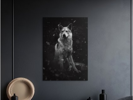 Čiernobiely obraz Strážca zimy (Bildgröße A1, Farbe des Rahmens Ohne Rahmen, Oberflächenfinish 3D)