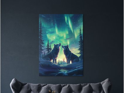 Obraz na stenu Polárny duet vlkov (Bildgröße A1, Farbe des Rahmens Ohne Rahmen, Oberflächenfinish 3D)