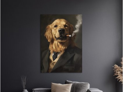 Obraz Zlatý retriever s charizmou (Bildgröße A1, Farbe des Rahmens Ohne Rahmen, Oberflächenfinish 3D)