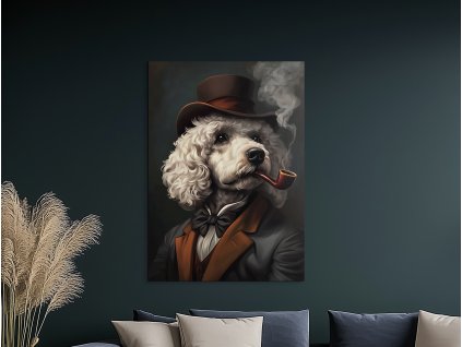 Moderný obraz Pudlík v klobúku (Bildgröße A1, Farbe des Rahmens Ohne Rahmen, Oberflächenfinish 3D)