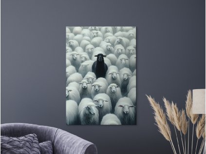 Obraz Čierna ovca (Bildgröße A1, Farbe des Rahmens Ohne Rahmen, Oberflächenfinish 3D)