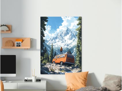 Obraz na stenu Dodávkou až k horám (Bildgröße A1, Farbe des Rahmens Ohne Rahmen, Oberflächenfinish 3D)