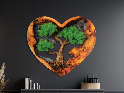 Machový Strom života Srdce lesa (UV tlač) (Bildabmessungen 80 x 91,5 cm, Oberflächenfinish 3D)