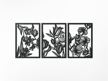 3-dielny obraz Kvety v rozpuku (Bildabmessungen 89 x 195,5 cm, Bildfarbe Anthrazit)