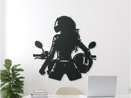 Dekorácia na stenu Motorkárka (Bildabmessungen 89 x 86 cm, Bildfarbe Anthrazit)