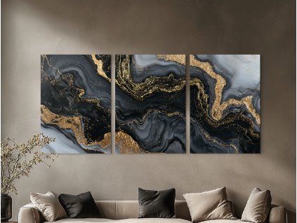 Trojdielny mramorový obraz Noblesa (Bildgröße A3, Farbe des Rahmens Ohne Rahmen, Oberflächenfinish Matt)