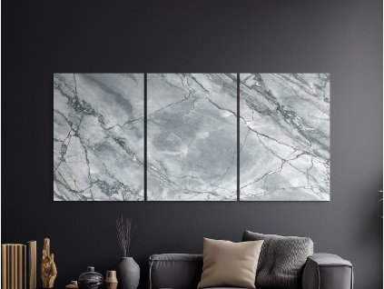 Trojdielny mramorový obraz Sivá harmónia (Bildgröße A3, Farbe des Rahmens Ohne Rahmen, Oberflächenfinish Matt)