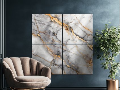 Viacdielny mramorový obraz Elegant (Bildabmessungen 90 x 90 cm, Oberflächenfinish Matt)