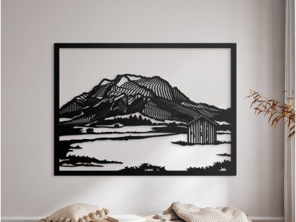 Holzbild Zugspitze (Bildabmessungen 31 x 42,5 cm, Bildfarbe Grau)