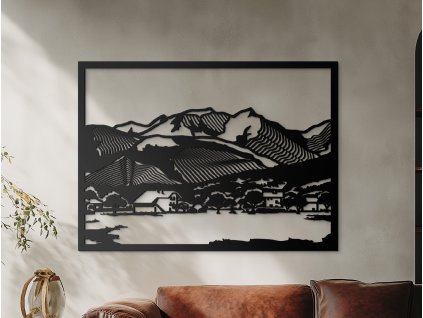 Drevený obraz Mont Blanc (Bildabmessungen 65 x 89 cm, Bildfarbe Anthrazit)