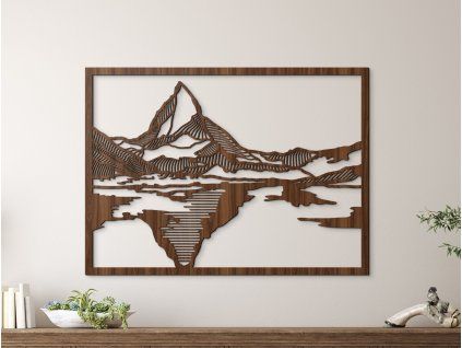 Holzbild Matterhorn (Bildabmessungen 31 x 42,5 cm, Bildfarbe Grau)