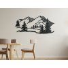Ausgeschnittenes Bild BERGE UND WALD (Bildabmessungen 78 x 180 cm, Bildfarbe Grau)