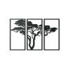 3-teiliges Bild AFRIKANISCHER BAUM (Bildabmessungen 89 x 141,5 cm, Bildfarbe Grau)