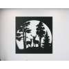 Holzbild HIRSCHE IM WALD (Bildabmessungen 89 x 89 cm, Bildfarbe Grau)