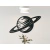 Holzdekoration PLANET SATURN (Bildabmessungen 18 x 31,5 cm, Bildfarbe Grau)