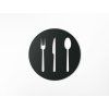 Rundes Holzbild BESTECK (Bildabmessungen 31,5 x 31,5 cm, Bildfarbe Grau)