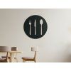 Rundes Holzbild BESTECK (Bildabmessungen 31,5 x 31,5 cm, Bildfarbe Grau)