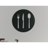 Rundes Holzbild BESTECK (Bildabmessungen 31,5 x 31,5 cm, Bildfarbe Grau)