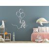 Holzsticker ASTRONAUT MIT LUFTBALLONS (Bildabmessungen 38,5 x 32,5 cm, Bildfarbe Grau)