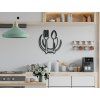 Holzdekoration TELLER MIT BESTECK (Bildabmessungen 34,5 x 32,5 cm, Bildfarbe Grau)