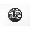 Runder Holzsticker LEUCHTTURM (Bildabmessungen 22,5 x 22,5 cm, Bildfarbe Grau)