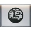 Runder Holzsticker LEUCHTTURM (Bildabmessungen 22,5 x 22,5 cm, Bildfarbe Grau)