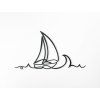 Holzsticker KLEINES BOOT AUF DEM MEER (Bildabmessungen 23,5 x 44,5 cm, Bildfarbe Grau)