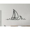 Holzsticker KLEINES BOOT AUF DEM MEER (Bildabmessungen 23,5 x 44,5 cm, Bildfarbe Grau)