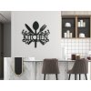 Holzaufschrift Kitchen mit Besteck und Dekor