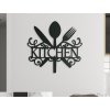 Holzaufschrift Kitchen mit Besteck und Dekor