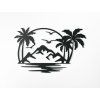 Holzsticker PARADIESISCHE INSEL MIT PALMEN (Bildabmessungen 28 x 44,5 cm, Bildfarbe Grau)