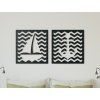 2-teiliges Wandbild ANKER MIT BOOT (Bildabmessungen 15,5 x 31,5 cm, Bildfarbe Grau)