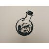 Holzsticker für die Wand FLASCHE IM MEER (Bildabmessungen 31,5 x 21,5 cm, Bildfarbe Grau)
