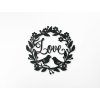 Hölzerner Türkranz LOVE (Bildabmessungen 44 x 44,5 cm, Bildfarbe Grau)