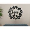 Hölzerner Türkranz LOVE (Bildabmessungen 44 x 44,5 cm, Bildfarbe Grau)