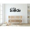 3-teiliger Kindersticker PANDAS (Bildabmessungen 52 x 133 cm, Bildfarbe Grau)