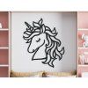 Wandsticker für Kinder VERTRÄUMTES EINHORN (Bildabmessungen 22,5 x 27 cm, Bildfarbe Grau)
