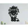 Holzsticker für die Wand KLEINER LÖWE (Bildabmessungen 44,5 x 30 cm, Bildfarbe Grau)