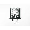Holzsticker FENSTER MIT KATZEN (Bildabmessungen 39 x 32,5 cm, Bildfarbe Grau)