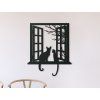 Holzsticker FENSTER MIT KATZEN (Bildabmessungen 39 x 32,5 cm, Bildfarbe Grau)